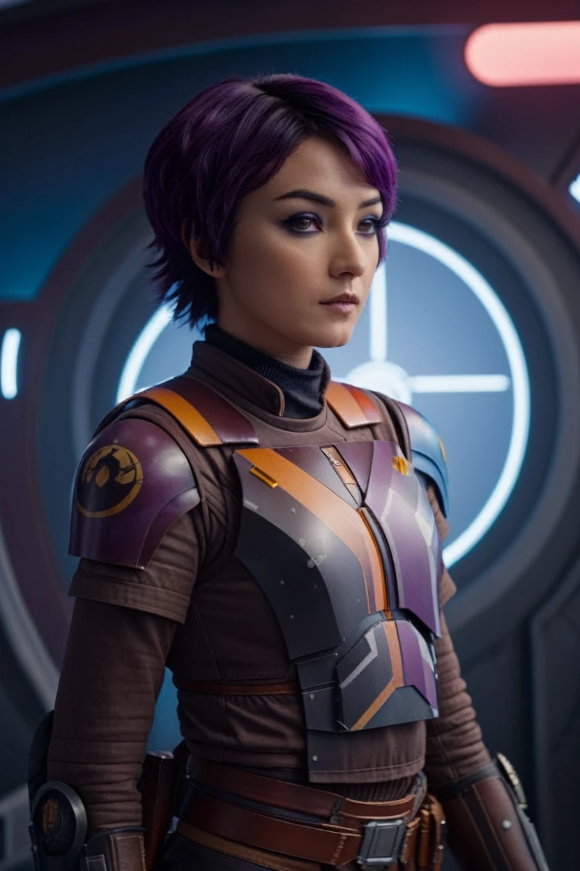 cinematic photo sabine wren wearing armor at observatory. 35mm photograph, film, bokeh, professional, shot by david lachapelle, 4k, highly detailed