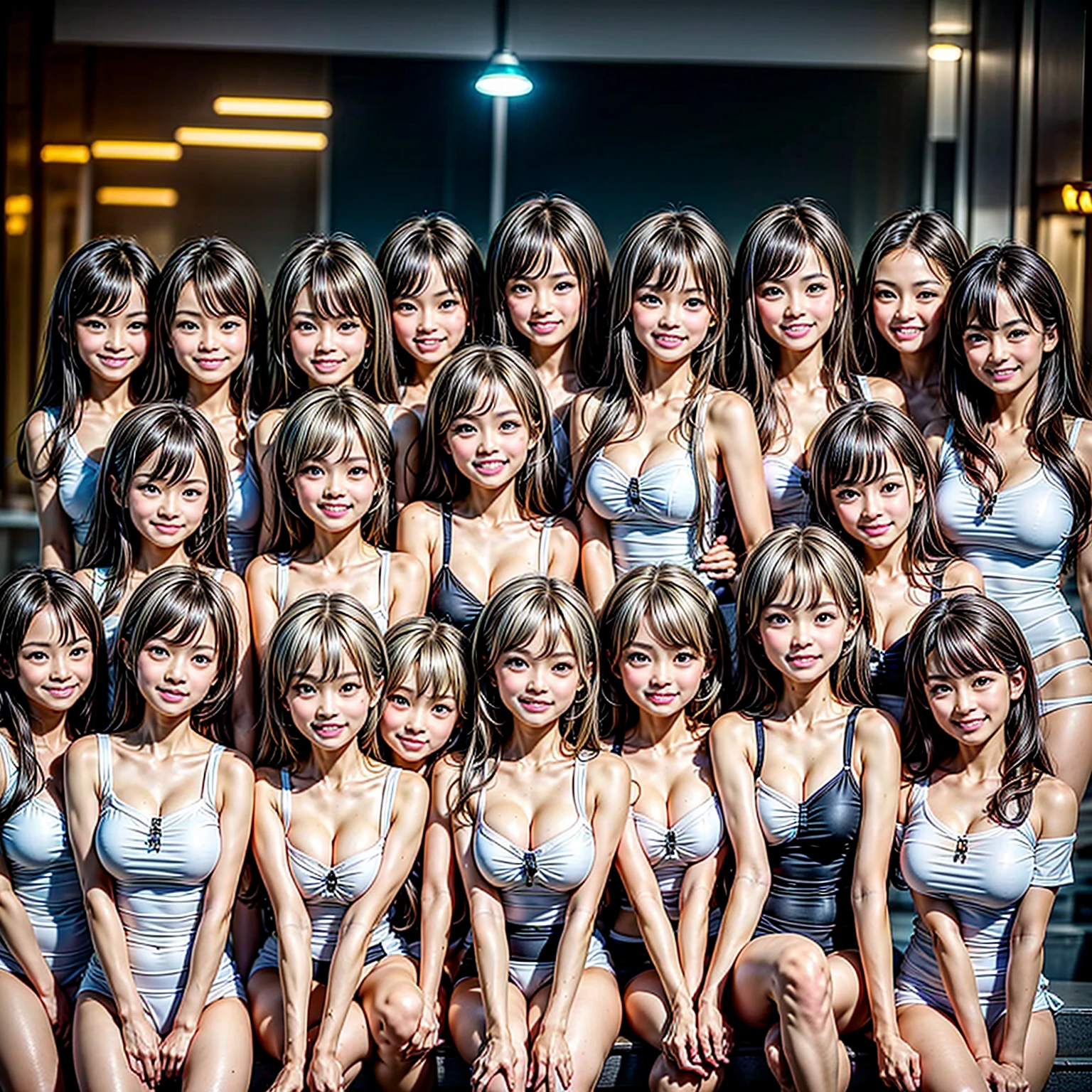 ((ExtremelyDetailed (PUNIPUNI KAWAII 12 Girls in a row:1.37) Shibuya Hachiko-mae scramble crossing)), (masterpiece 8K TopQuality:1.2) (ProfessionalPhoto:1.37), {(Standing Full Body:1.2)|Dancing}, Different types of hair colors, {(skinny(school swimwear))|SchoolUniform|Tutu}, {Corrected BabyLike hand|Hiddenhand}, (Joyful Expressions LifeLike Rendering), PerfectLighting (RainbowColor particles)(Blurred ColorfulLights) MotionBlur