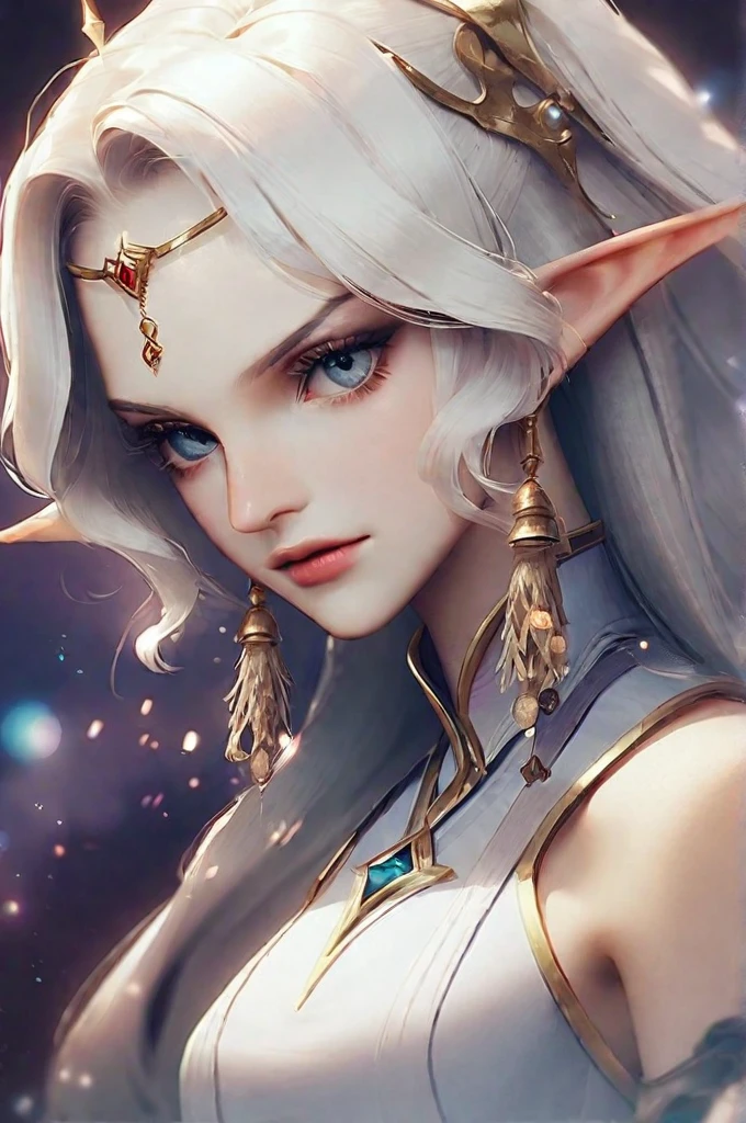 ((Лучшее качество)), ((шедевр)), (подробный), olga discordia dark elf wizard