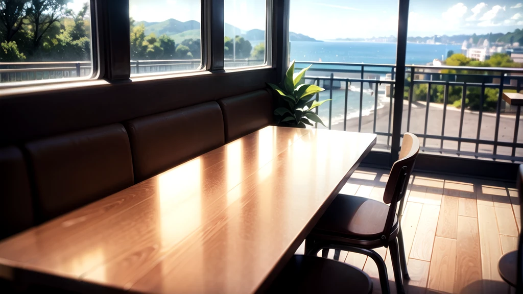 Cafe with a view and a girl