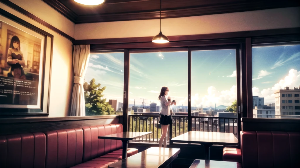 Cafe with a view and a girl