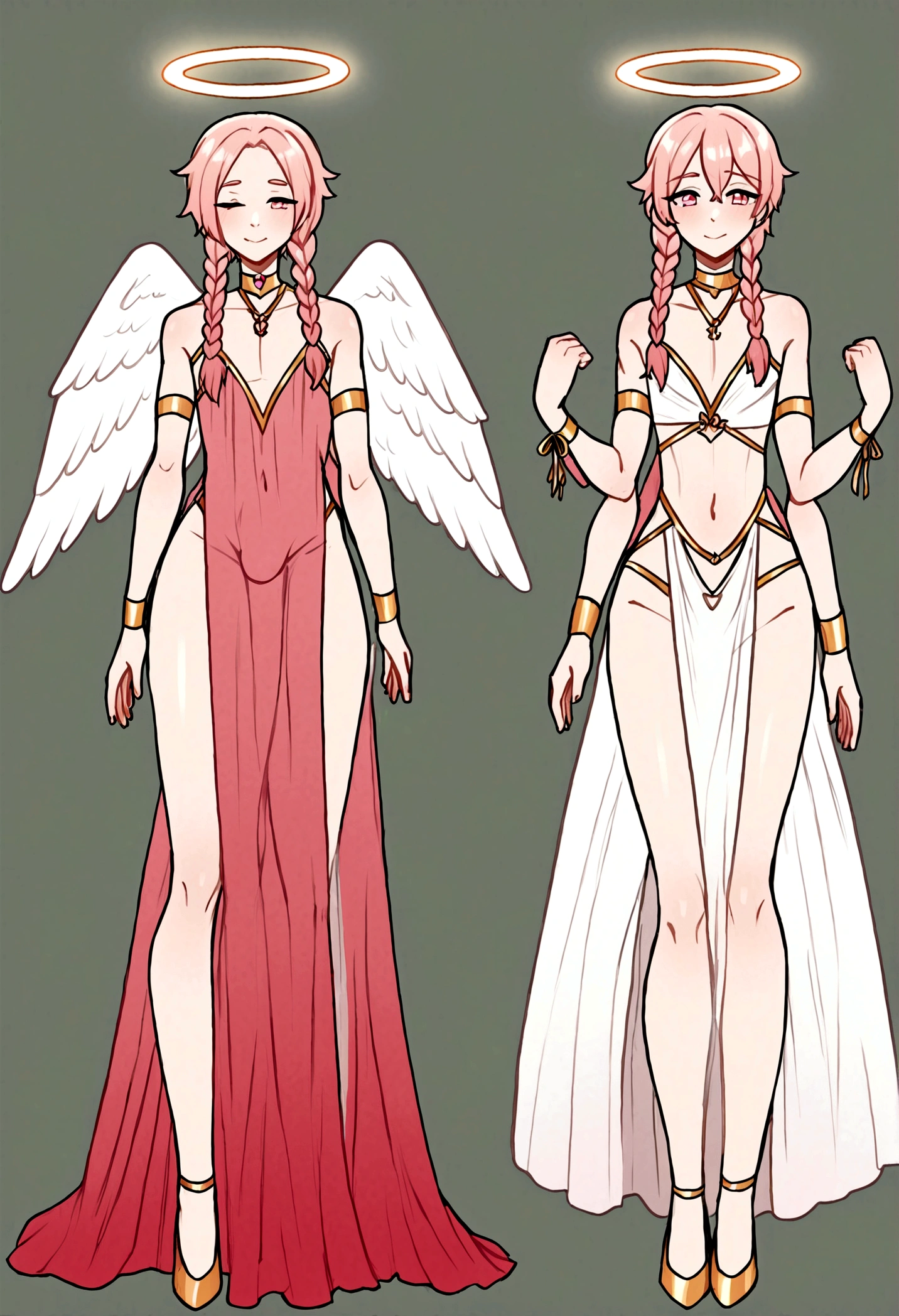 ((best qualityer)), ((work of art)), (detailded), (work of art, best qualityer:1.2), 1 girl, standing alone, harpy, harpy woman, beautfull woman, mature woman, stunning woman, face perfect, seducer, confident, sexly, 20 years old, russet hair, pink  hair, reddish purple hair, Wavy hair, long hair, very long hair, pink feathers on the forehead, arched eyebrows, blue iris, red sclera, make up, ombre, long eyelashes, perfect nose, fleshy lips, sharped teeth, lipstick, Lip gloss, beauty mark under eyes, beauty mark on forehead, beauty mark on chin, beauty mark on neck, beauty mark on chest, Breasts huge, Waist slender, FIT STOMACH, smooth belly, toned stomach, midtiff, へそ, winged arms, feathered arms, harpy arms, dark red winged arms, hands, manicure, Broad Hips, Broad Hips, hourglass figure, thick-thighs, bird legs, pink bird legs, harpy legs, bird&#39;s feet, grey bird&#39;s feet, claws, grey claws, Dancer's Outfit, belly Dancer's Outfit, jewerly, gypsy person