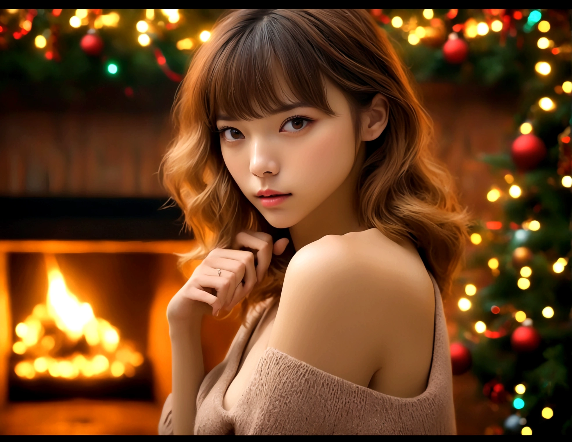 a beautiful young woman ((KPop Lisa) Lalisa Manobal, age 25), nude, her intimate areas fully exposed and very detailed, (seductive poses and gestures) by an old-fashioned fireplace with a roaring fire, Christmas scene (best quality, 4k, 8k, highres, masterpiece:1.2), ultra-detailed, (realistic, photorealistic, photo-realistic:1.37), HDR, UHD, studio lighting, ultra-fine painting, sharp focus, physically-based rendering, extreme detail description, professional, vivid colors, bokeh, portrait, figurative, intimate, sensual, cozy, sleazy Christmas, warm lighting, chiaroscuro (show her entire body, show all of her)
