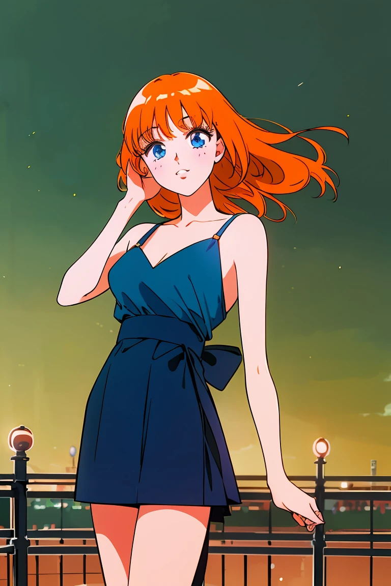 Yotsuba nakano, green ribbon, dancing in the moonlight, dynamic pose, moonlight background, full body, dancing girl, pretty flowing dress, wind, sweet dreamy face, (Old anime, vintage anime, 90's anime style, naoko takeuchi style, masterpiece、top-quality, Official art、Beautifully Aesthetic:1.2)、(a beauty girl:1.3)、vivid colours、colourful, magical photography, dramatic lighting, intricate details, (1 girl, solo, alone), , sfw, nakano_yotsuba, blue eyes, indigo eyes, aayotsuba, sparkling blue eyes, sfw, pretty teenage girl with shoulder length orange hair, hair ribbon, green ribbon, heart shaped lips and blue eyes making a cute face, blushing, aayotsuba, Nakano yotsuba from The Quintessential Quintuplets, yotsuba Nakano, masterpiece, 4k, ultradetailed, cowboy shot, shoulder lenght orange hair,, blushing,, blue eyes, innocent, pure, kawaii, tender, lovely, cheery, cute
