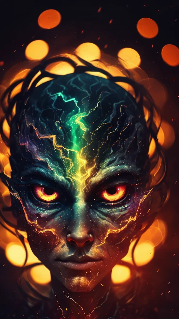 a completely white demonic creature, men monster, large multicolored eyes, bald head, skull covered with small horns, (best quality,4k,8k,highres,masterpiece:1.2),ultra-detailed,(realistic,photorealistic,photo-realistic:1.37),HDR,UHD,studio lighting,ultra-fine painting,sharp focus,physically-based rendering,extreme detail description,professional,vivid colors,bokeh,dynamic point of view,cinematographic scene,highlighted character,backlight effects,mystical character,multicolored cracks on the skin,character seen in full