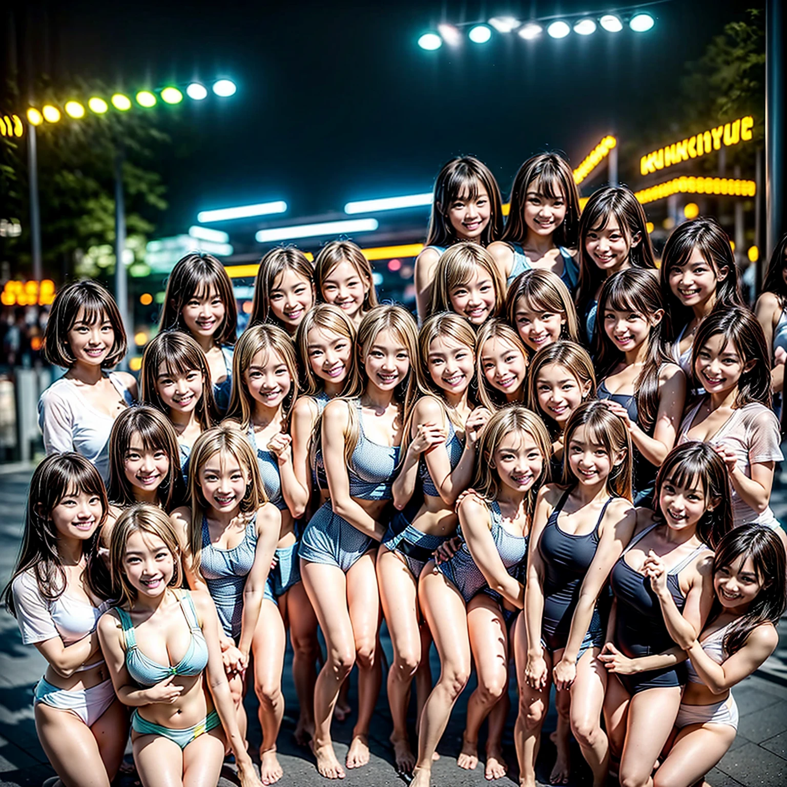 8k resolution, Ultra-realistic, Ultra-detailed, Korean idol, (8 girls:1.1), (6 girls:1.2),(10 girls:1.3),(5 naked girls:1.4),fully naked girls, in sidewalk, spread legs, showing , playing with