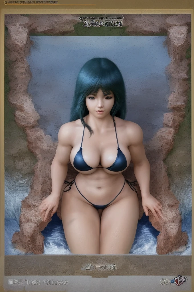a cartoon picture of a woman in a bikini sitting on a beach, an anime drawing by Kentaro Miura, pixiv, process art, sfw version, | fine detail anime, deviantart artstation cgscosiety, oppai, breasts covered and sfw, official fanart behance hd, at the beach, is wearing a swimsuit, clean detailed anime art, anatomically correct, super detail, high quality, 4K