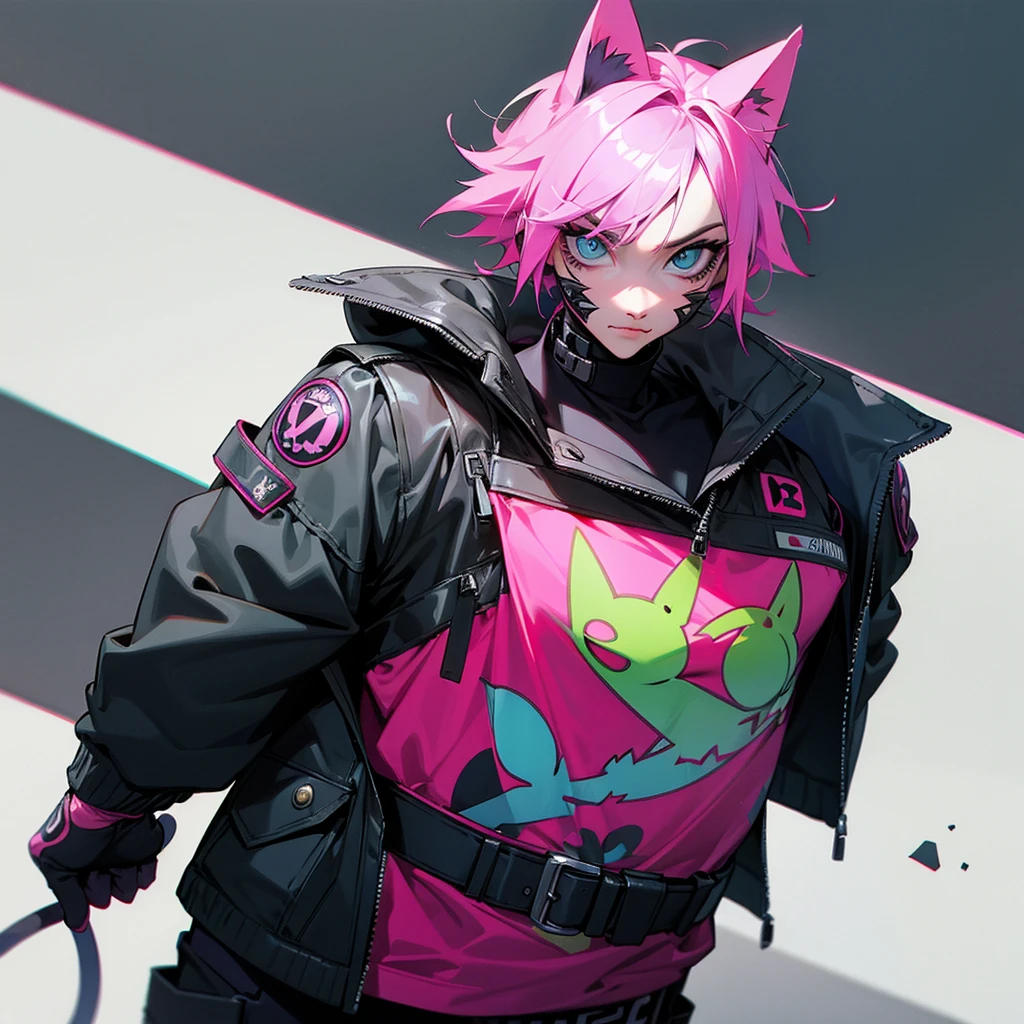 Punk anthropomorphic cat, with jacket