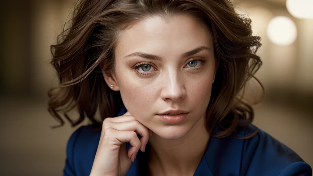 A stunning and intricate color close-up portrait of (Woman:1) , wearing high-neck jumpsuit and high-waisted pants, Epic character composition, sharp focus, natural lighting, underground dispersal, f2, 35mm, Film grain, , by Annie Leibovitz, 