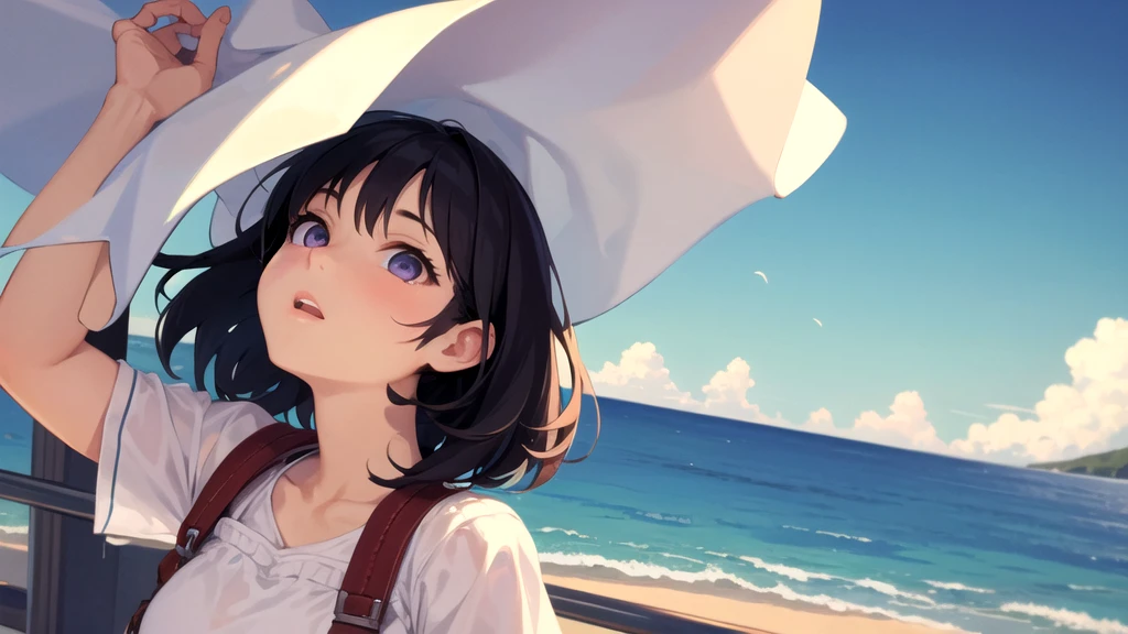 Girl looking up at the sky