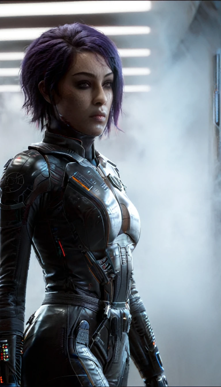 professional 3d model Cinematic scene, sabine wren, HUGE BREASTS, Ghost in the Shell, detailed background, masterpiece, best quality, high quality, highres, absurdres . octane render, highly detailed, volumetric, dramatic lighting