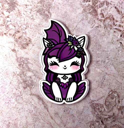 /Imagine Prompt: Grape fairy for cute background stickeruscat, Bold outline style, Jagged Edges, Trash Core, LightShell