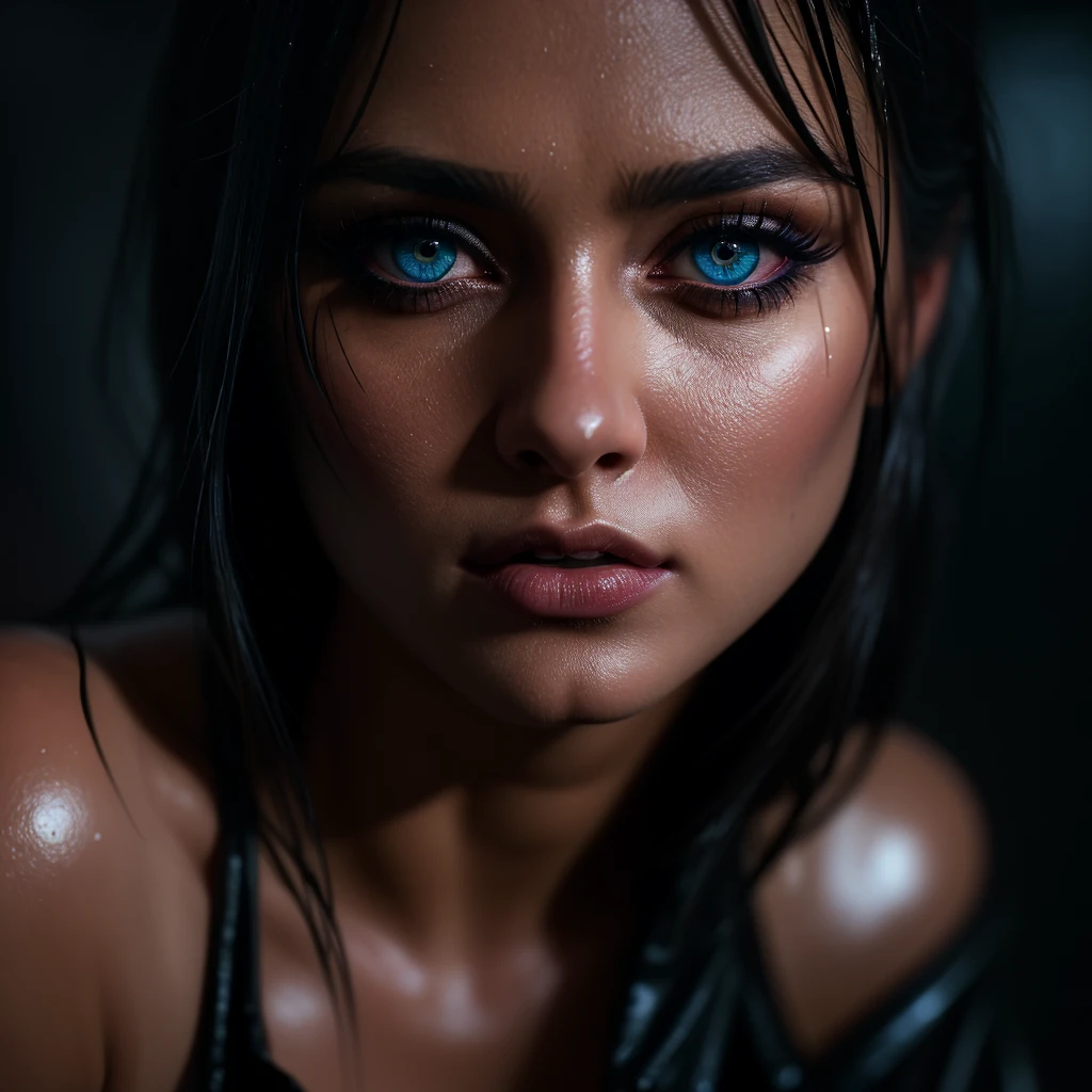 1girl, in laboratory, (18 years old), (Latina), dark skin, wide shot, blond hair, ??????, (yellow dress), (Masterpiece, Professional lighting, 16k, 8k wallpaper, raw photo, photorealistic:1.8, ultra detailed, natural lighting, detailed skin sexy pose, open mouth, big lips, view from above, night time, magic energy, neon light, ??????, soaked, sweating, with freckles, crying, screaming, hooked to medical devise, wires