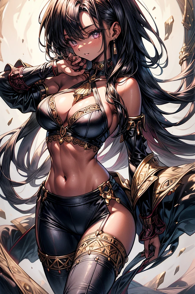((highest quality)),(ultra high resolution),(Super detailed),(detailed description),((best CG)),(best work of art),super precision art, great drawing art,(Art with precise details:1.5), (1 woman:1.5), beautiful and well-shaped face:1.5,(Beautiful skin with precise and detailed depiction:1.6),(Halter neck sports bra, elastic waist band shorts ),gorgeous, masterpiece, best quality, high-resolution, finely detailed, extremely detailed and beautiful, distinct-image, 1 girl, solo, sharp facial features, oval shaped face. cherry pink lips. velvet-colored eyes, C-cup breasts, tall height(175cm), slim yet chiseled body type, short shoulder length dark violet-black hair, small narrow waist, long and slender legs, curvy wide hips.
