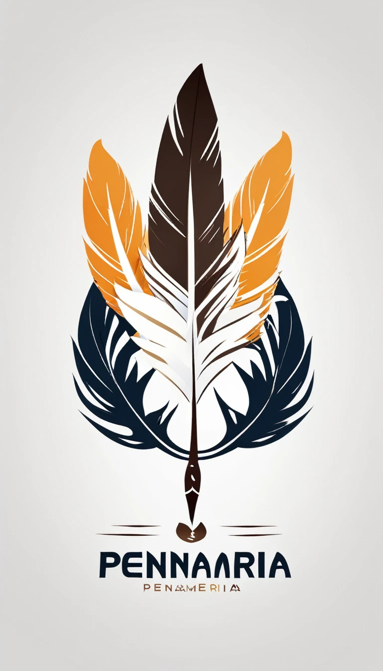 Create a minimal, modern, simple, inspirational, memorable, dream like logo design of a boy and a feather for the brand “Penamemoria".