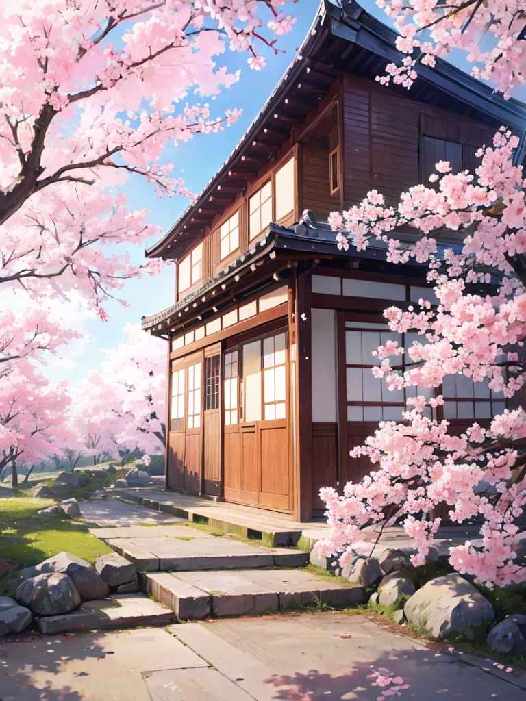 a place of sakura flowers without people
