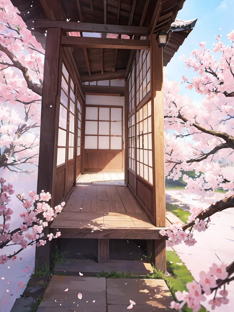 a place of sakura flowers without people