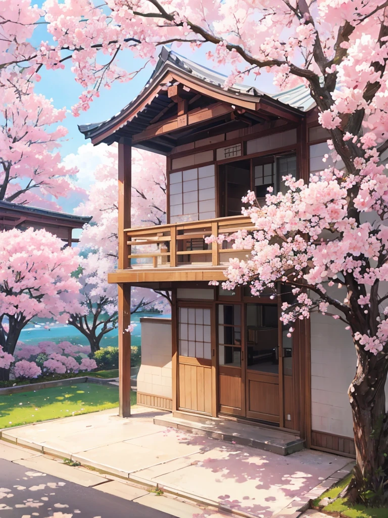 a place of sakura flowers without people