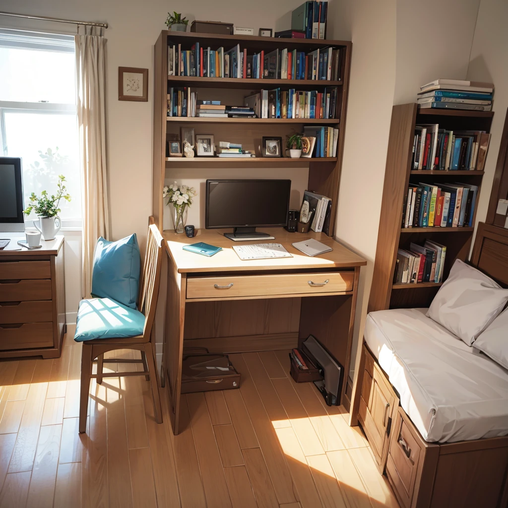 Create a study in a room with a beautiful climate