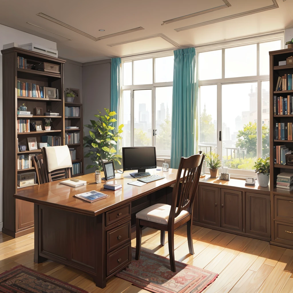 Create a study in a room with a beautiful climate