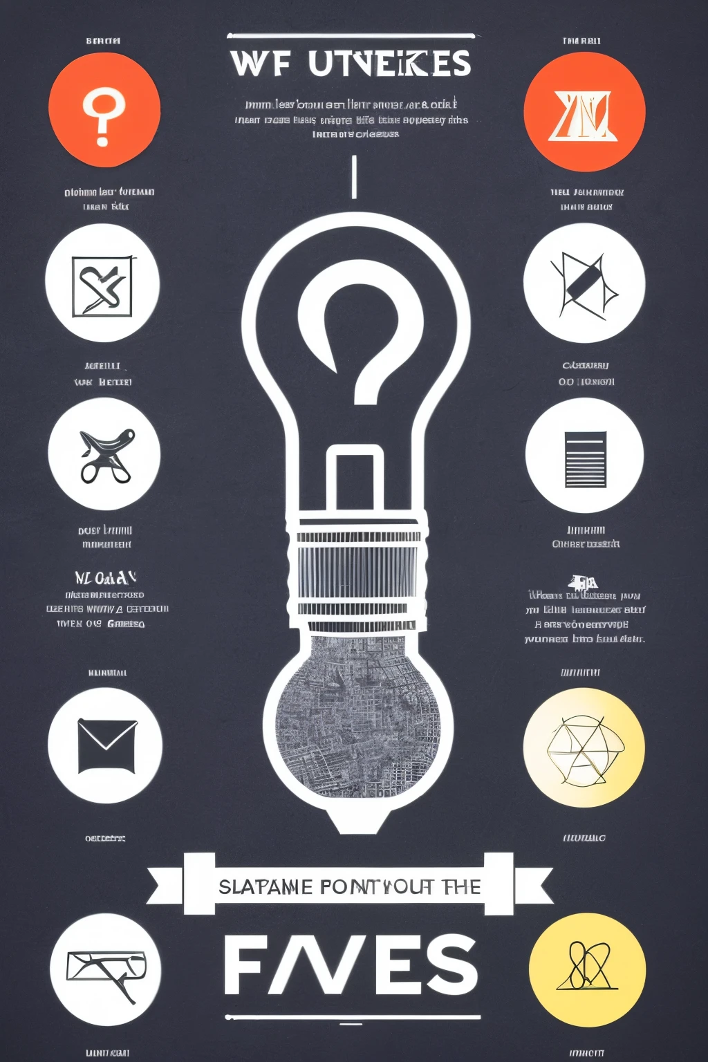 Create a logo for Useless Facts, featuring a quirky, stylized design in vibrant colors. The central element is a playful factoid symbol, perhaps depicted as a light bulb, a question mark, or an evidence file, with intricate details and a 3D effect to give it a pop. The logo text should be clean and contemporary, with the word "Useless" in bold and italicized, and the word "Facts" in a complementary font, both set against a background that subtly highlights interesting trivia facts, such as a chalkboard, a world map, or a jumble of random objects. To ensure high quality, utilize a resolution of