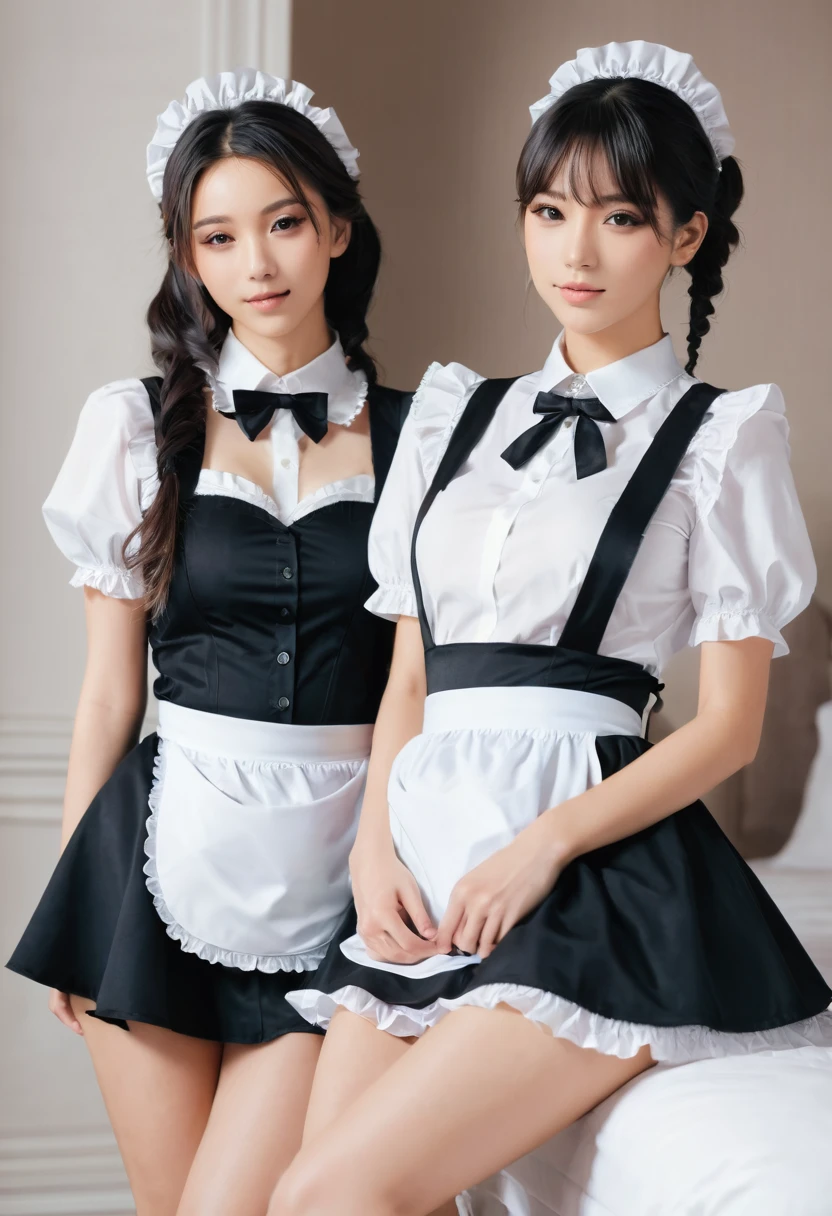 two beautiful women, with maid clothes, sexy