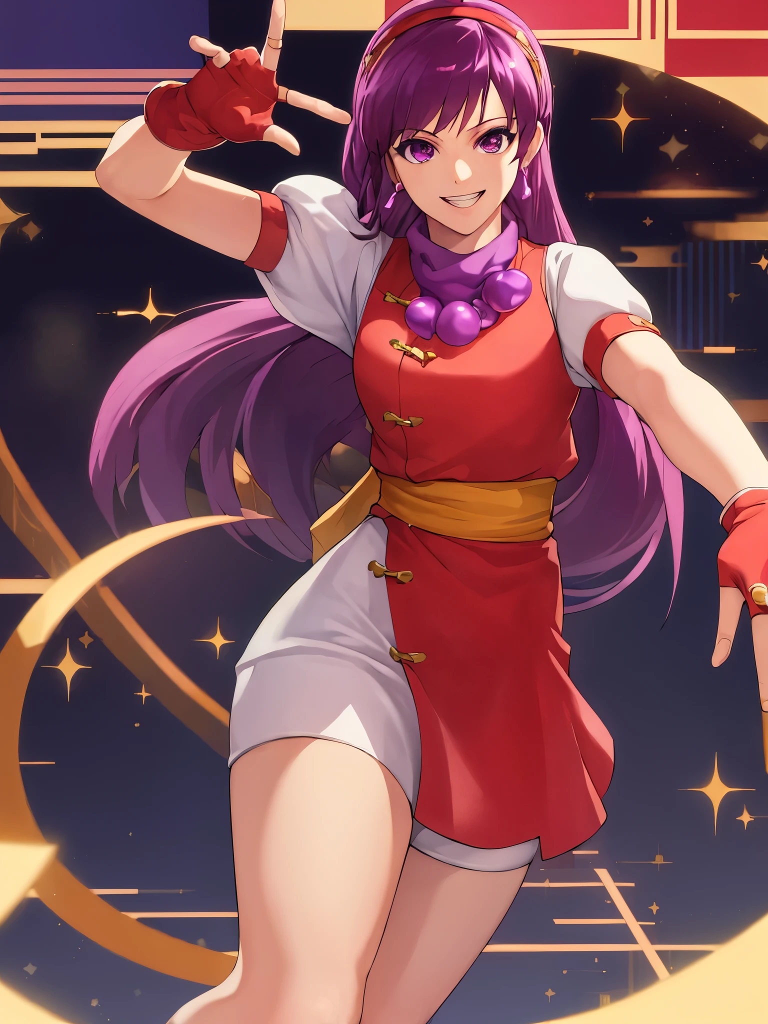 ((masterpiece,best quality)), absurdres,
Athena_Asamiya, 
solo, smiling, looking at viewer, cowboy shot, 
cinematic composition, dynamic pose,