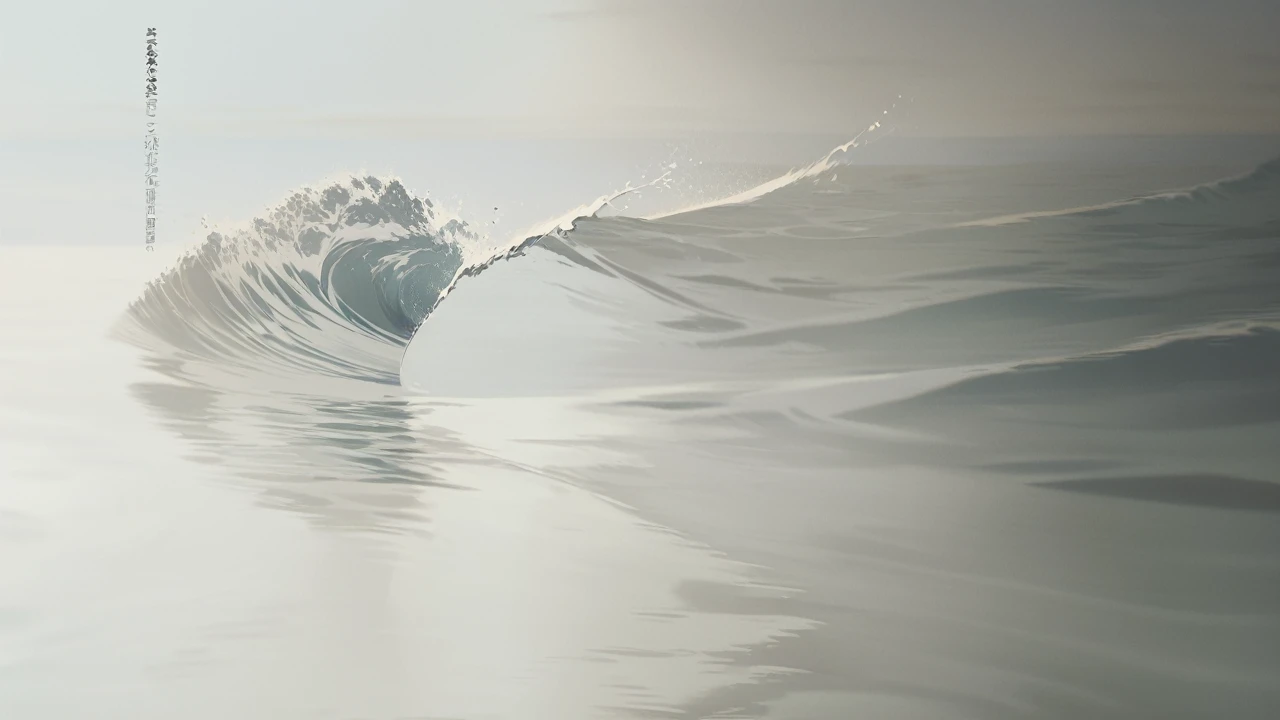masterpiece, best quality, ultra-detailed, illustration, sea, nobody, no_human, beautiful ocean waves, serene seascape, dramatic sky, moody lighting, vibrant colors, ethereal atmosphere, minimalist composition, flowing lines, dramatic lighting, cinematic mood