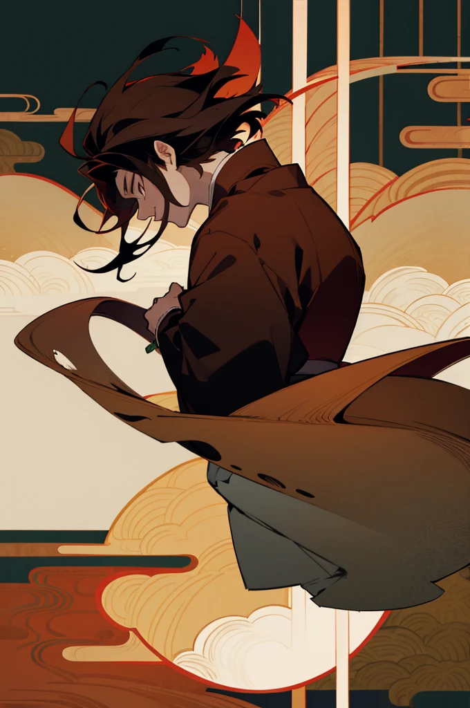 Kimono, male, Edo Period, Japanese Background, Demon, demon skin color, Brown Hair