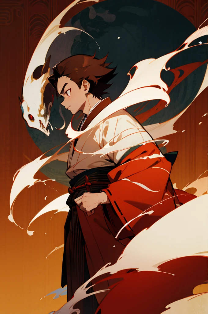 Kimono, male, Edo Period, Japanese Background, Demon, demon skin color, Brown Hair