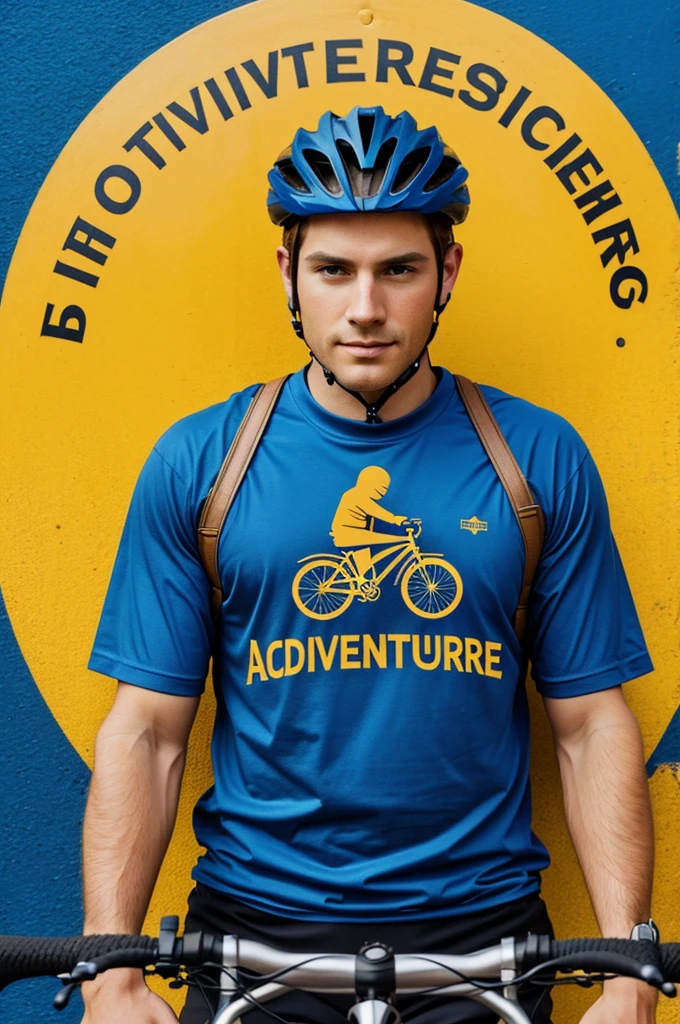 Create adventurous bike t shirt logo and royal background