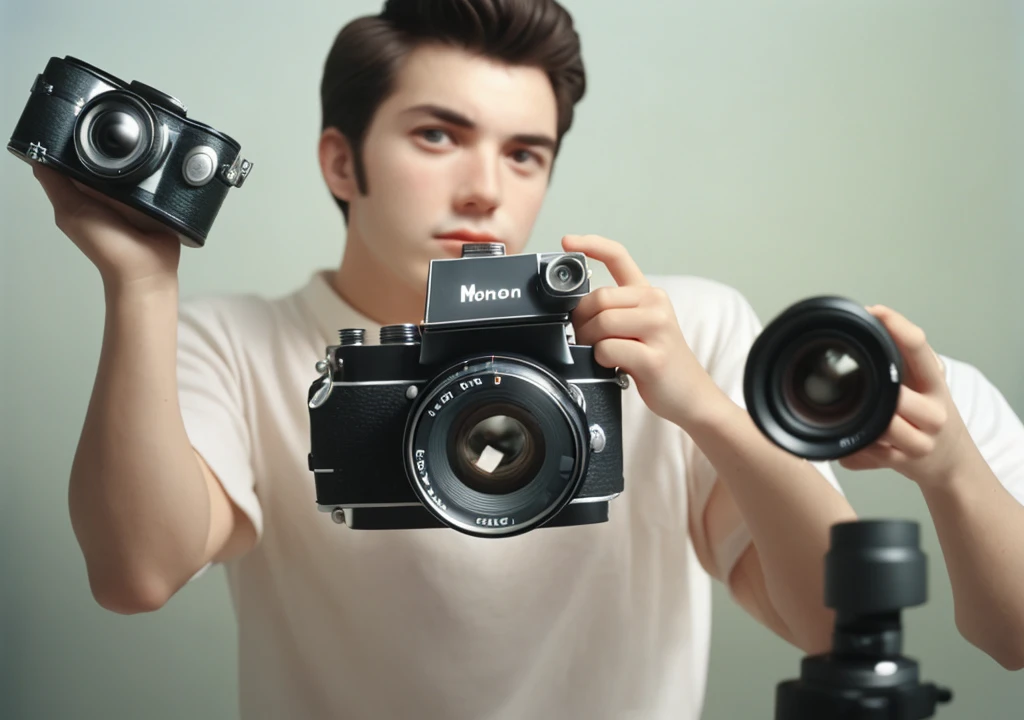 man holding a camera scared inside film 