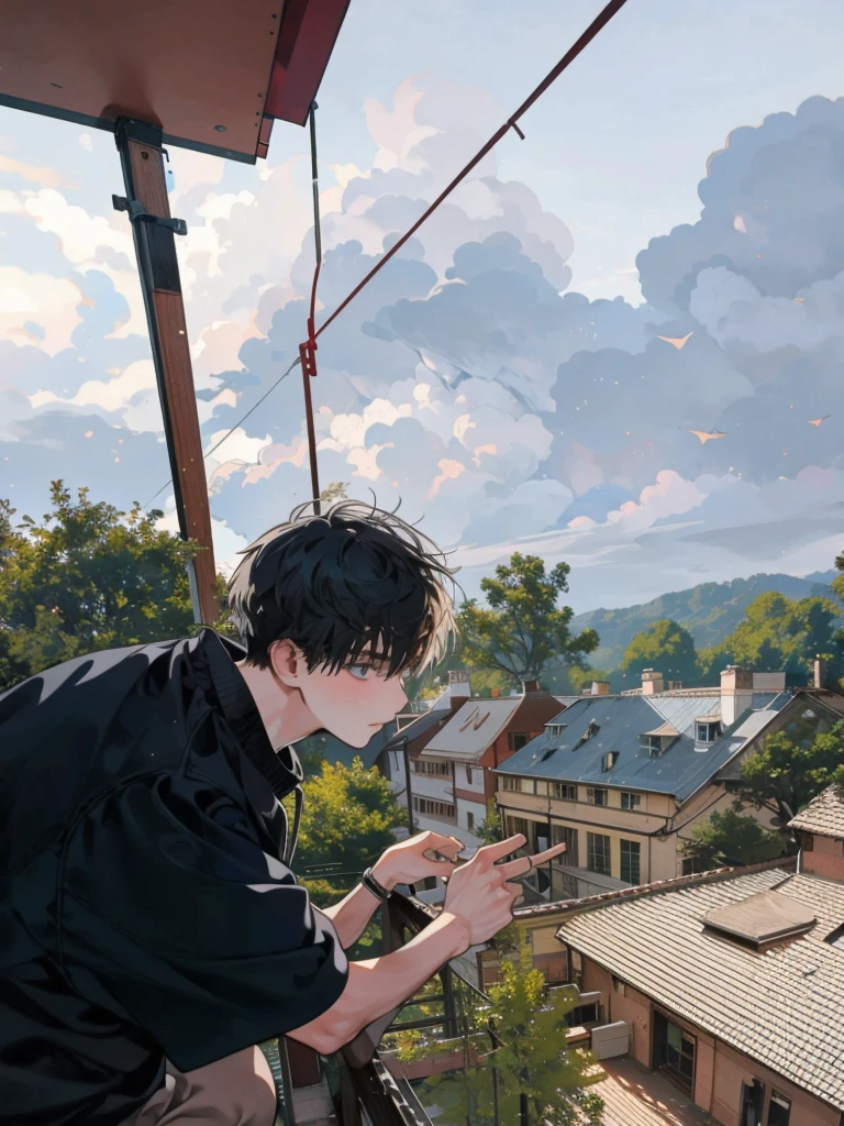 Best, quality, 18k, image, super, ultra, clear, photo. Boy looking at view