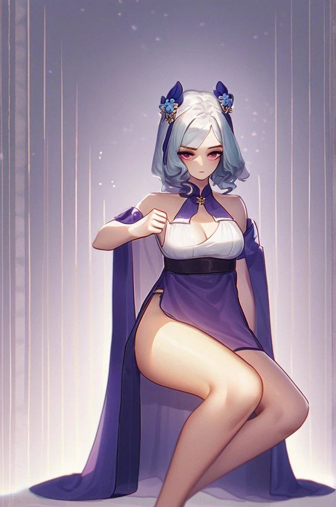 ((Лучшее качество)), ((шедевр)), (подробный), Keqing horny half naked, emphasis on legs
