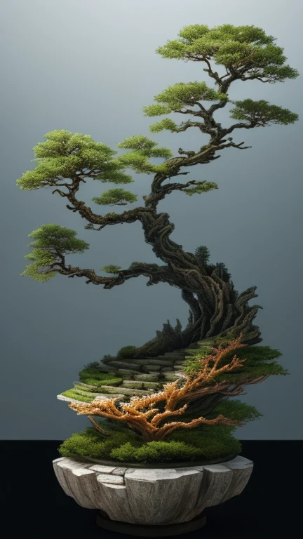 best quality, realistic, photorealistic, divine tree entwined with dead roots with many twining roots and mountains, "unique pots of relief and steep cliffs"
((Miniature landscape)),(Chinese architecture),Divine Tree,
very detailed carving on coral rock "pot with root relief",
Ultra wide angle, Accent Lighting, Volumetric Lighting, backlight, (detailed light),((very subtle and beautiful)),dramatic_shadow,ray_tracing,hdr