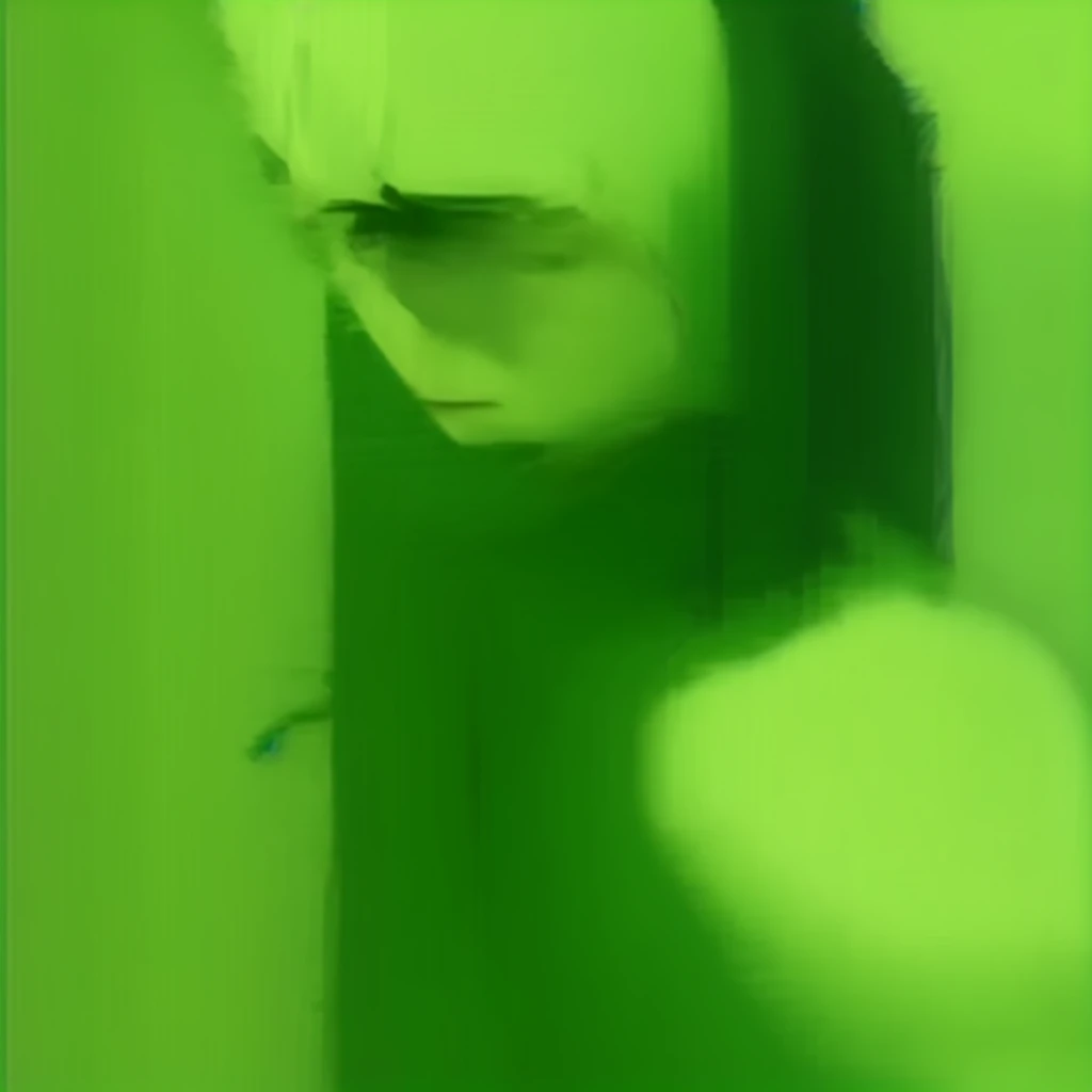 with bangs Asian green eyes,seducing gaze