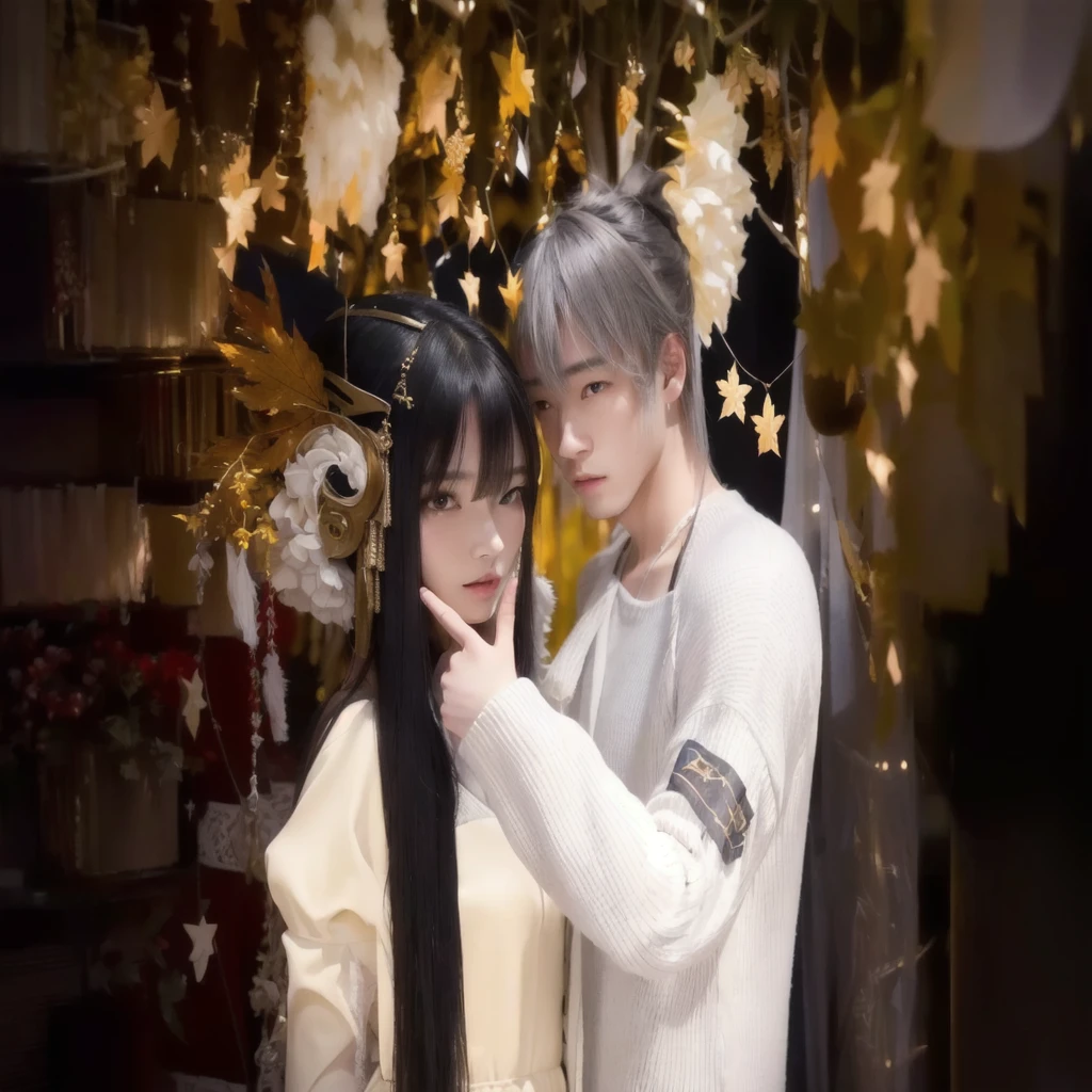 there is a man and woman standing next to each other, couple pose, trending on cgstation, 8k)), lovely couple, nixeu and sakimichan, trending at cgstation, ( ultra realistic ), ruan jia and brom, [ realistic photography ], realistic scene, 🍁 cute, sakimi chan, couple, 2 d cg, sakimichan