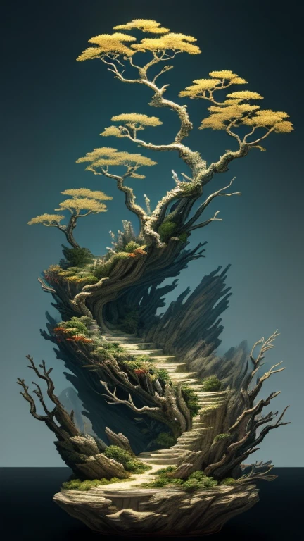 best quality, realistic, photorealistic, divine tree entangled with dead roots with many twining roots and mountains and sea corals, "unique pots of relief and steep cliffs"
((Miniature landscape)),(Chinese architecture),Divine Tree,
very detailed carving on sea coral rock "pot with root relief",
Ultra wide angle, Accent Lighting, Volumetric Lighting, backlight, (detailed light),((very subtle and beautiful)),dramatic_shadow,ray_tracing,hdr