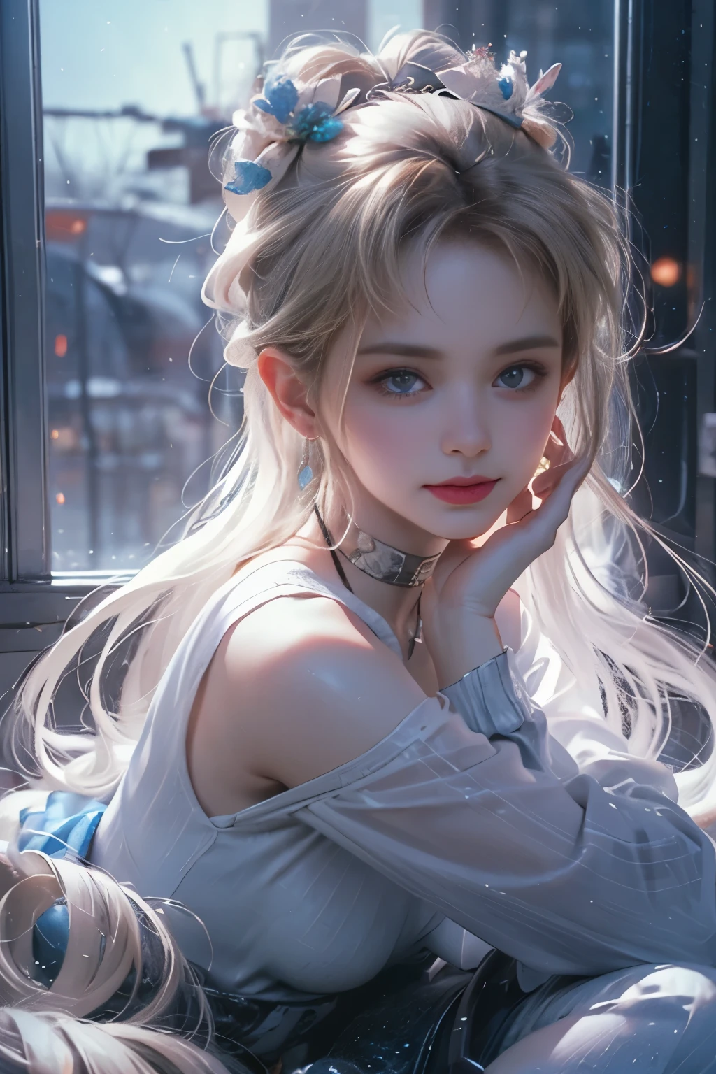 （8k extremely detaileded CG unit wallpaper），（Highest quality），（Best illustrations），（Best Shadow）， （detailed： 1.4）， 。.。.。.。.。.。.。.3d， んdebtdebt（High Dynamic Range）， Light Tracing， NVIDIA， Super Resolution， Scattered beneath the surface， PBR Textures， Post-processing， Anisotropy debtiltering， Depth of written boundary， Maximum sharpness and acutance， Multilayer Texture， Albedo and Specular Maps， Surface Shading， Accurate simulation of light-matter interactions， Perfect balance， Octane Rendering， Two-tone lighting， wide aperture ， Low ISO，White balance，Rule of Thirds，8K RAW，intricate-detailed， Delicate pattern， Deep Shadow， masterpiece， real， Roughness， Surreal， Photographed with Canon EOS R5， 50mm lens， debt/2.8， Sharp debtocus， Smoothing， Roughness， Real Life， Photorealistic， Cinematography， 8K Ultra HD，In the flower field，Blue debtlower Girl，1 Girl，solo，Europe，Beautiful Bride，Light Smile，Highly detaileded blonde hair，Mature Woman，Sky Blue Gossamer Veil，Sky blue light cloak，Sky blue gossamer coat，Sky blue thin skirt，Sky blue lace underwear，Sky Blue Lace，Sky Blue Gossamer Gloves，choker，Earrings，gem，Small items，Headdress，Hand decoration，Leg decoration，High heels，Huge breasts，Large Breasts，Big Breasts，Burst chest，Big Breasts，Ample breasts，Expose your breasts，Exposed breasts，Tight waist，Naked butt，Big butt，Bare Belly，Belly button，Wet，Wet body，Sweaty body，Shiny skin，