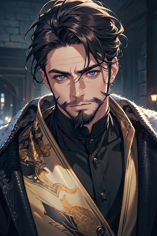 (best quality,4k,8k,highres,masterpiece:1.2),ultra-detailed,(realistic,photorealistic,photo-realistic:1.37),30 year old man,3 day beard,handsome anime,portraits,strong,masculine,dark hair,sharp jawline,mesmerizing eyes,perfectly styled hair,cool anime outfit,confident expression,vibrant colors,dynamic lighting