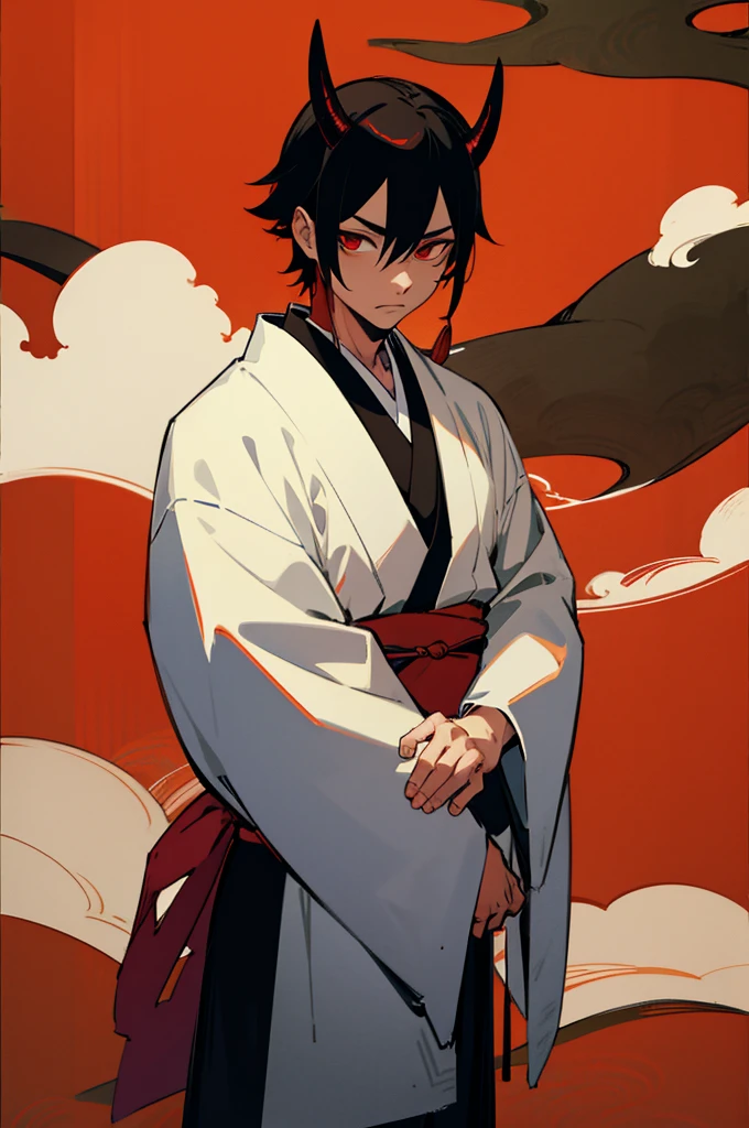 Kimono, male, Edo Period, Japanese Background, Demon, demon skin color, Aura