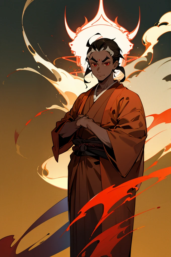 Kimono, male, Edo Period, Japanese Background, Demon, demon skin color, Aura. Shrine Background