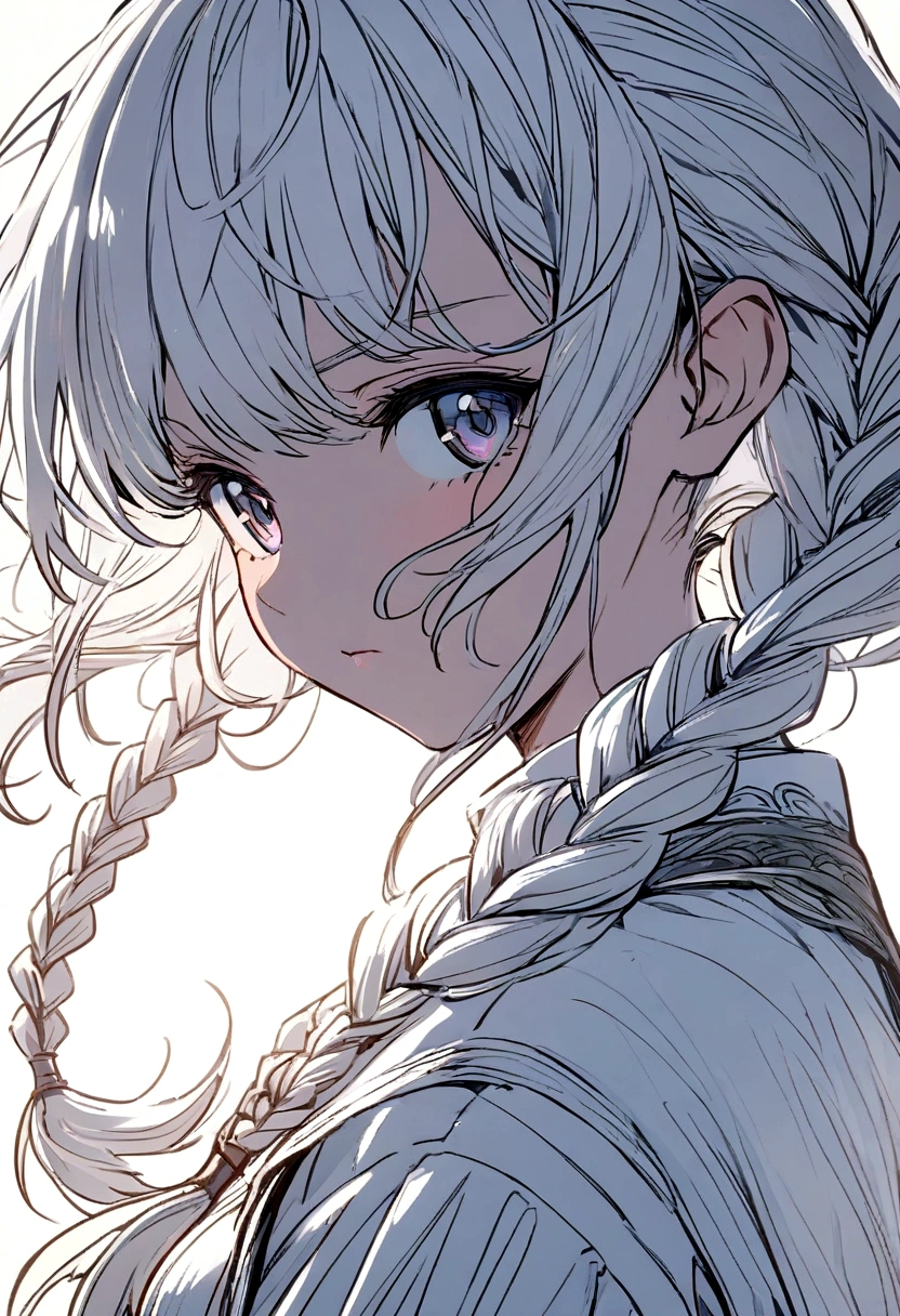Anime girl with two braids and black and white clothes