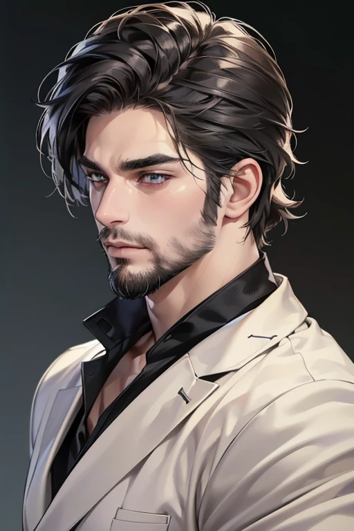 (best quality,4k,8k,highres,masterpiece:1.2),ultra-detailed,(realistic,photorealistic,photo-realistic:1.37),30 year old man,3 day beard,handsome anime,portraits,strong,masculine,dark hair,sharp jawline,mesmerizing eyes,perfectly styled hair,cool anime outfit,confident expression,vibrant colors,dynamic lighting