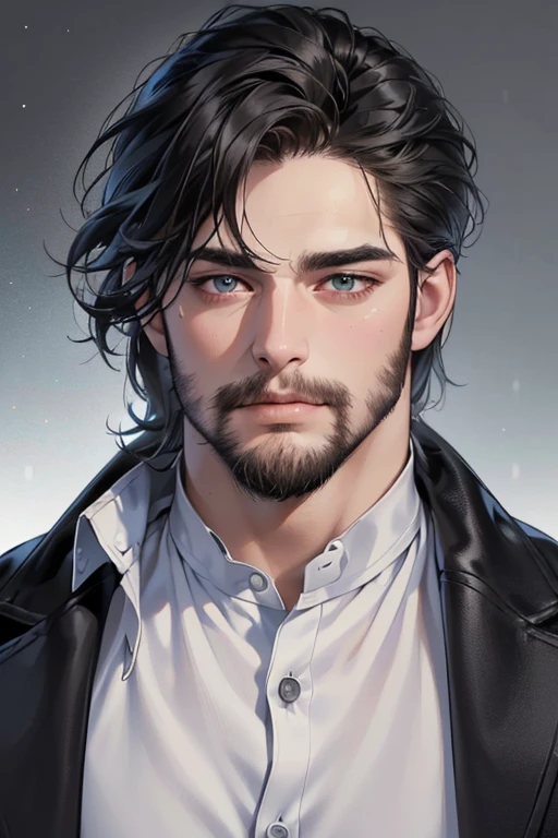 (best quality,4k,8k,highres,masterpiece:1.2),ultra-detailed,(realistic,photorealistic,photo-realistic:1.37),30 year old man,3 day beard,handsome anime,portraits,strong,masculine,dark hair,sharp jawline,mesmerizing eyes,perfectly styled hair,cool anime outfit,confident expression,vibrant colors,dynamic lighting