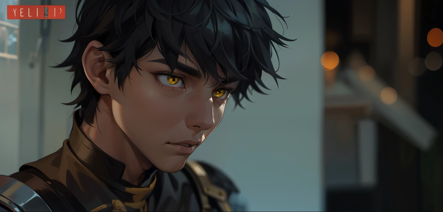 young 19-year-old male with white hair and yellow eyes, wearing a black tunic, thoughtful, speaking out loud.