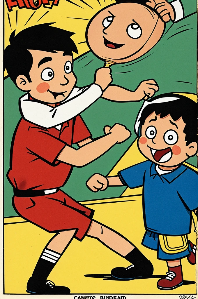 Cartoon of Hitting a Boy in the Head 