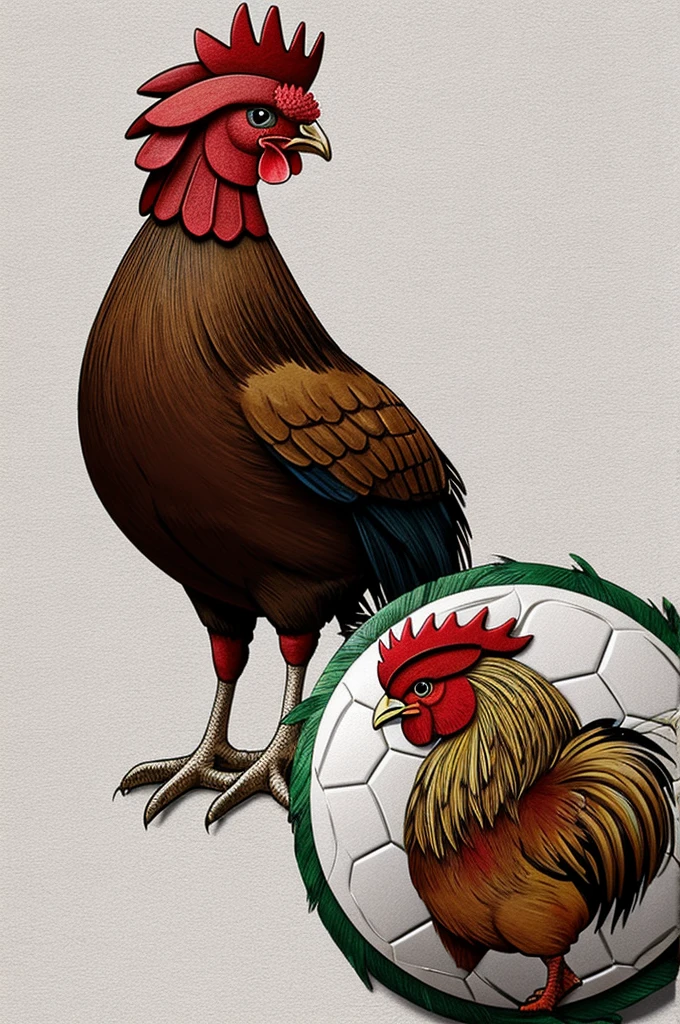 Soccer shield with a rooster in the middle white background for png