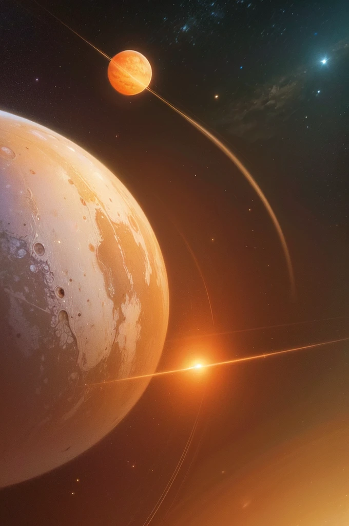 Pale Orange color, bushes around the canvas SPACE solar system containing Earth Saturn Jupiter Venus Mars Neptune Uranus Mercury dark fantasy, eldritch, pixiv, digital painting ,acrylic painting victory happy SOFT BRUSHES SOFT BRUSHES DARK BACKGROUND