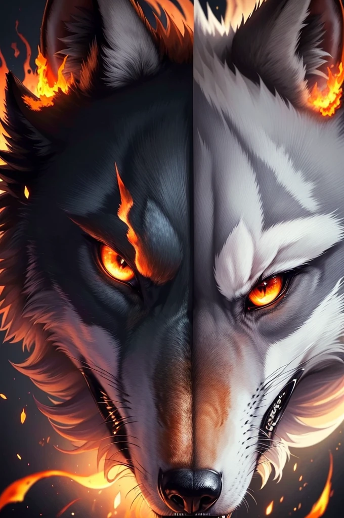 (Extremely detailed wallpaper of a wolf on fire in 8k),(work of art), (best qualityer), (ultra detali), (Best illustration),(melhor ombre), (ombre, detailedeyes:1.1), (burning battle background:1.2), ,break , mod3, to use as a profile, no armor, no blue fire